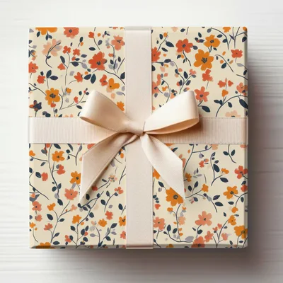 Orange and Cream Ditsy Floral Pattern Repeat Digital