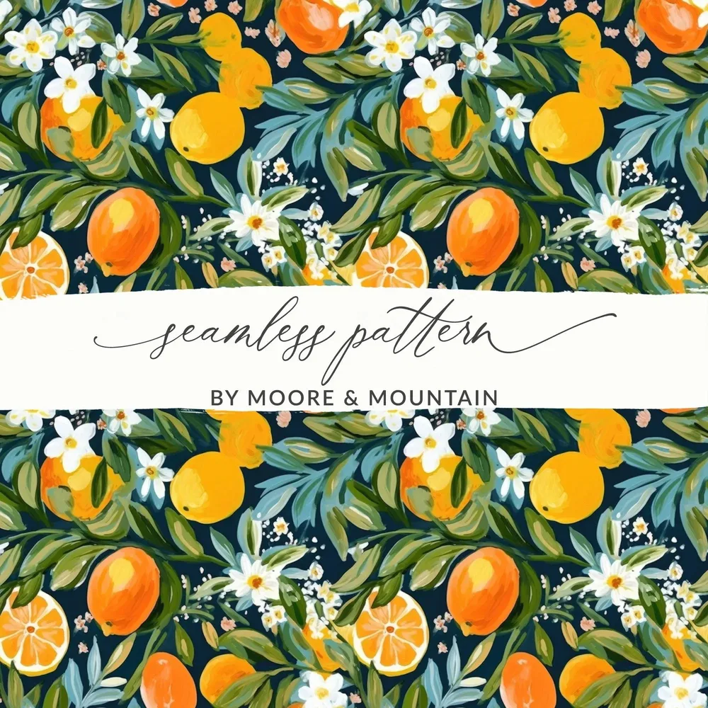 Orange Blossom Digital Paper, Seamless Pattern for Fabric, Floral Scrapbook Paper, Commercial Use Pattern, Digital Print, JPEG Files