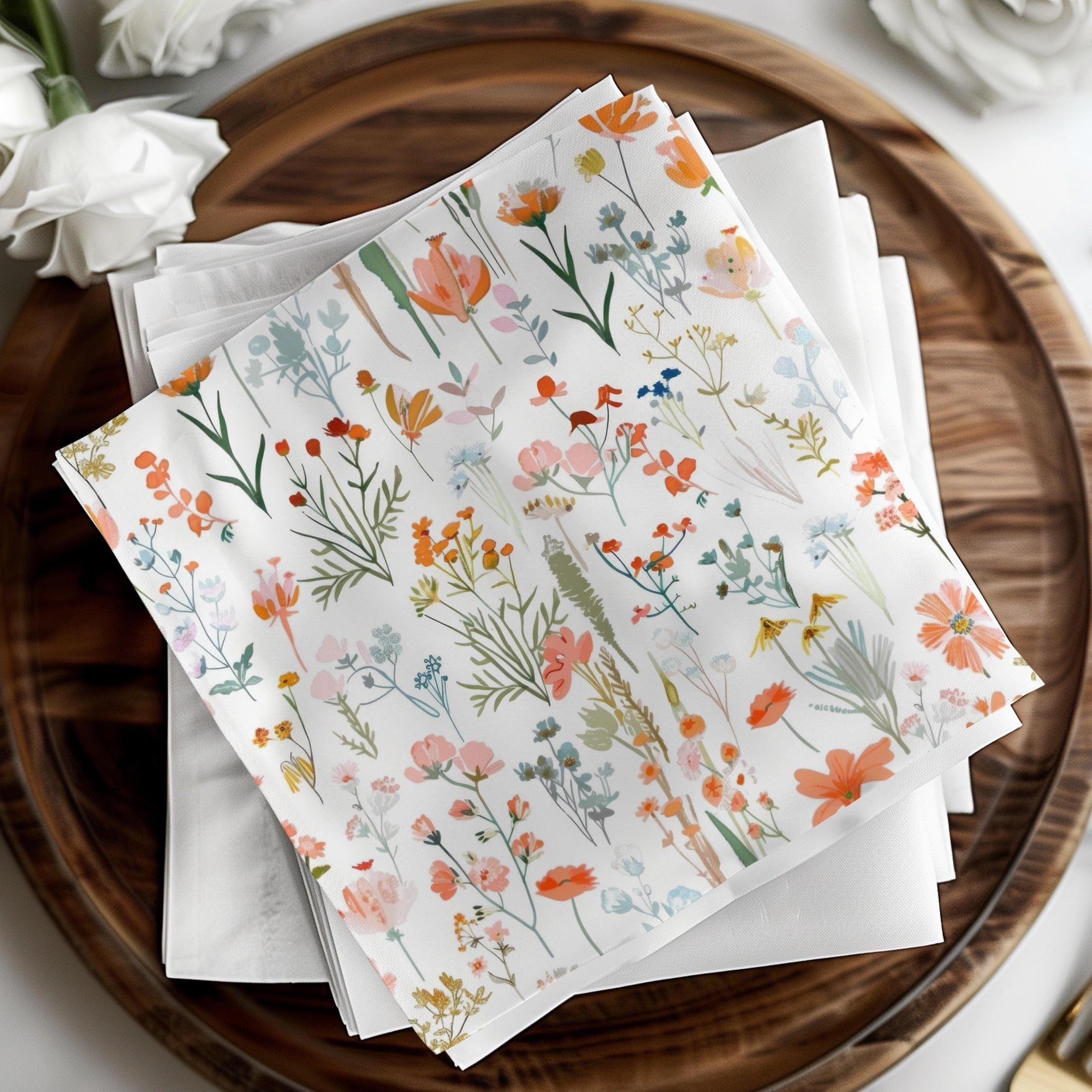 Orange Blush Boho Floral Pattern Spring Summer Digital