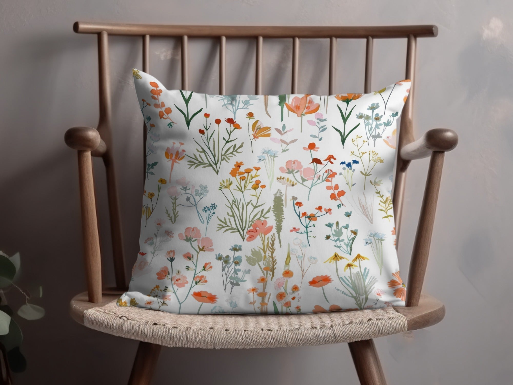 Orange Blush Boho Floral Pattern Spring Summer Digital
