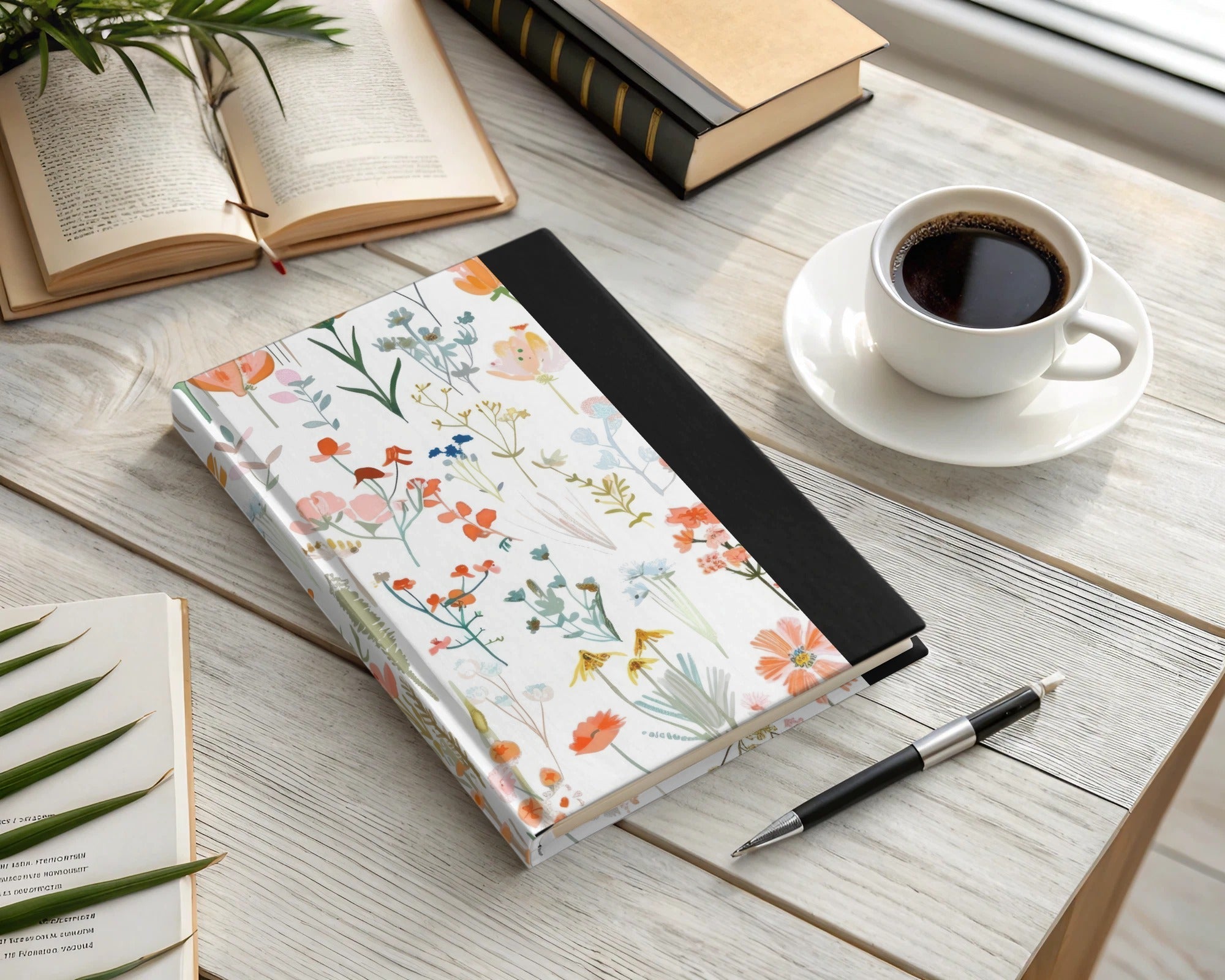 Orange Blush Boho Floral Pattern Spring Summer Digital