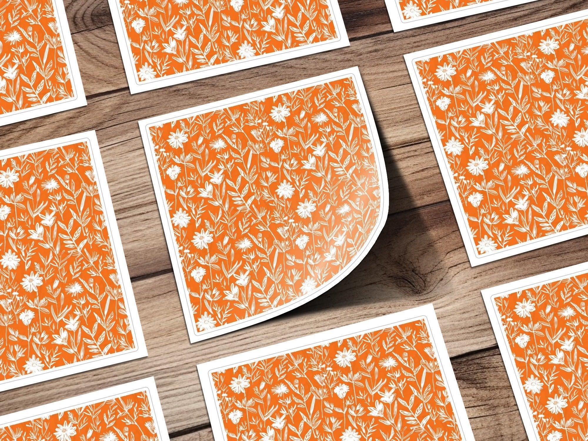 Orange Floral Seamless Pattern, Digital Paper, Flower Pattern, Repeating Design, Botanical Illustration, Spring Pattern, JPEG Files