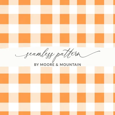 Orange Gingham Pattern, Checkered Seamless Pattern, Digital Paper, Commercial Use