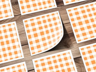 Orange Gingham Pattern, Checkered Seamless Pattern, Digital Paper, Commercial Use