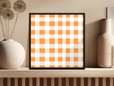 Orange Gingham Pattern, Checkered Seamless Pattern, Digital Paper, Commercial Use
