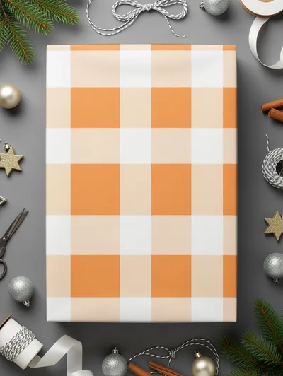 Orange Gingham Pattern, Checkered Seamless Pattern, Digital Paper, Commercial Use