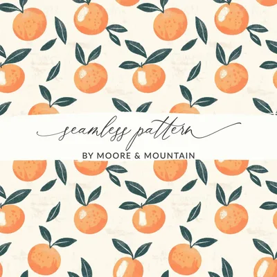 Orange Seamless Pattern Digital, Fruit Repeat Design, Citrus Background, Surface Pattern Design, JPEG Files, Digital Download