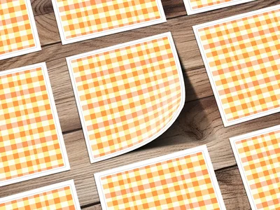 Orange Yellow and White Checkered Easter Plaid Digital