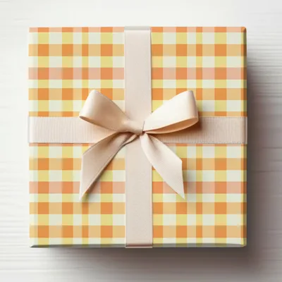 Orange Yellow and White Checkered Easter Plaid Digital