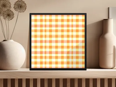 Orange Yellow and White Checkered Easter Plaid Digital