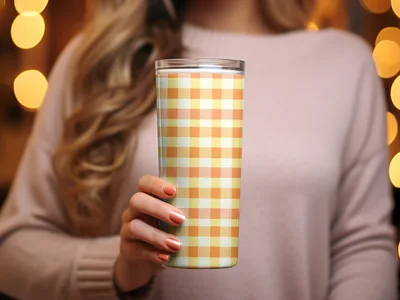 Orange Yellow and White Checkered Easter Plaid Digital