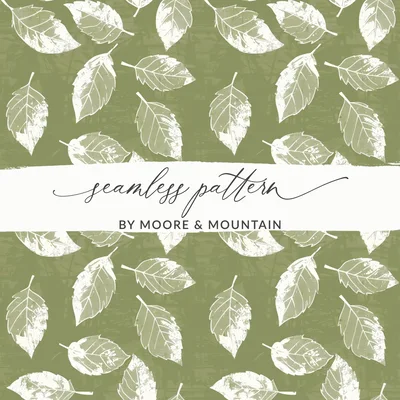 Organic Leaf Motif Tonal Green Abstract Print Seamless