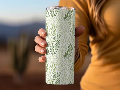 Organic Leaf Seamless Pattern Green Monochrome Botanical
