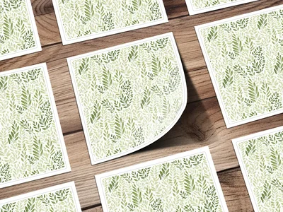 Organic Leaf Seamless Pattern Green Monochrome Botanical