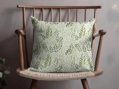 Organic Leaf Seamless Pattern Green Monochrome Botanical