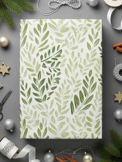 Organic Leaf Seamless Pattern Green Monochrome Botanical