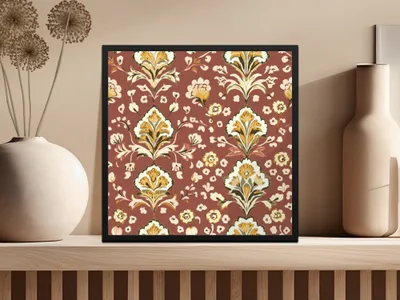 Ornamental Seamless Indian Pattern Floral Kalamkari Design