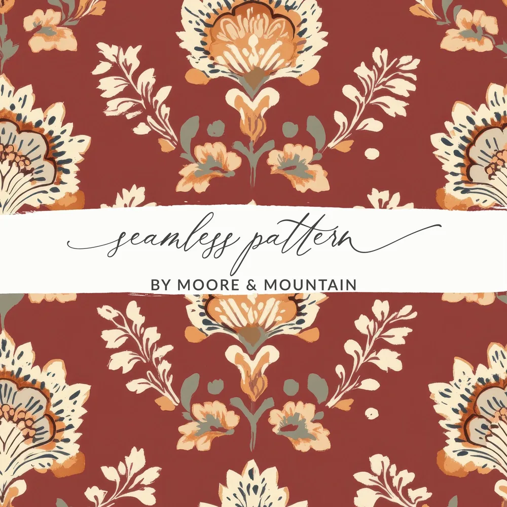 Ornate Floral Pattern Seamless Indian Pattern Seamless Maroon Pattern