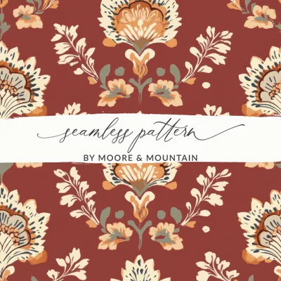 Ornate Floral Pattern Seamless Indian Pattern Seamless Maroon Pattern