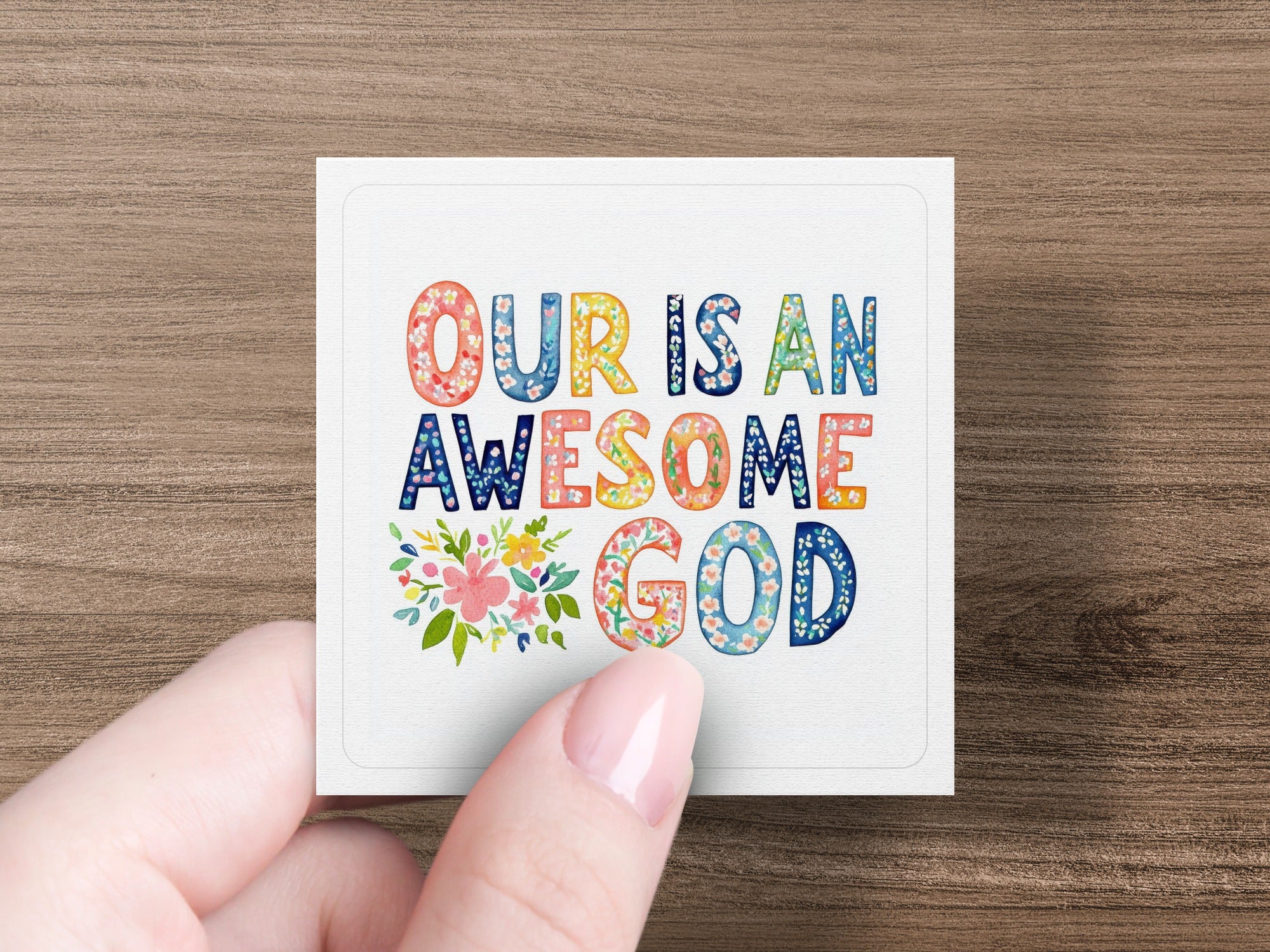 Our God is An Awesome God Lettering Clipart, Hand Painted Floral Block Letters PNG, Vibrant Preppy Illustration, Commercial