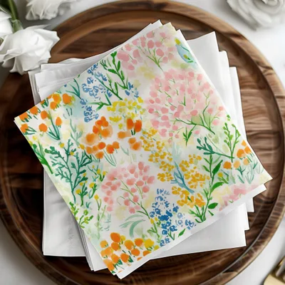 Painted Gouache Spring Florals, Blush, Yellow, Light Blue, Scattered Spring Wildflowers, Floral Pattern, Digital Download
