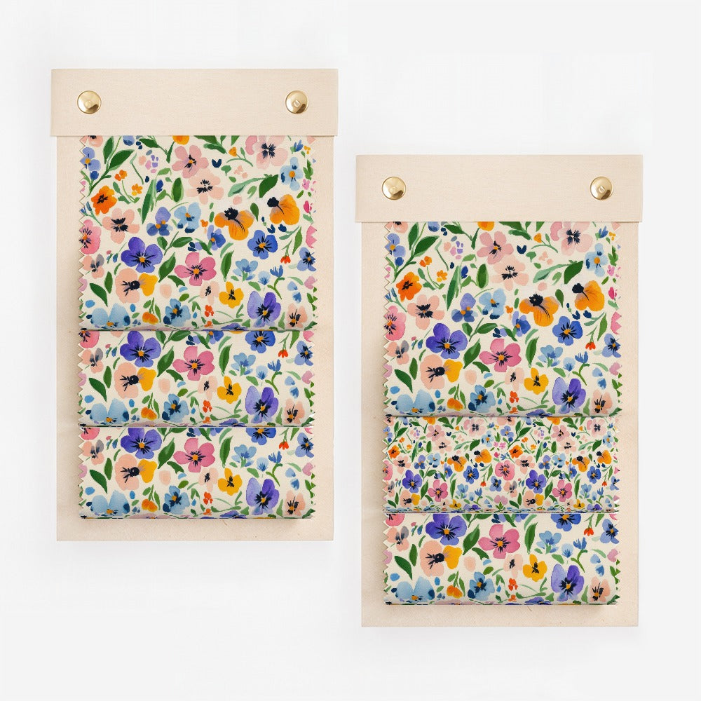 Painted Gouache Spring Florals, Seamless Flower Field, Light Purple Pansies, Blush Pink, Yellow Flowers, Digital Paper, Fabric Design