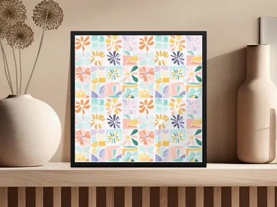 Painterly Floral Seamless Patchwork Pattern Digital Download, Abstract Brushstroke Art Print, Soft Pastel Flower Design, Modern Boho