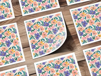 Painterly Floral Seamless Pattern Digital Paper, Abstract Gouache Flower Print, Boho Spring Summer Repeating Design, Scrapbook Wallpaper