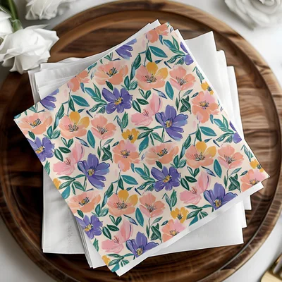 Painterly Floral Seamless Pattern Digital Paper, Abstract Gouache Flower Print, Boho Spring Summer Repeating Design, Scrapbook Wallpaper