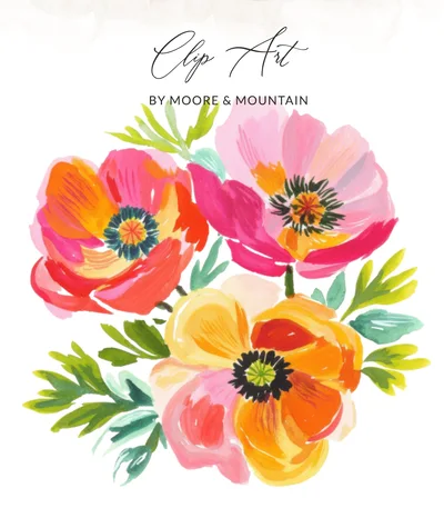 Painterly Floral SVG Cut File, Vibrant Watercolor Flower Bouquet Digital File for Crafting, Boho Botanical Clipart Download SVG