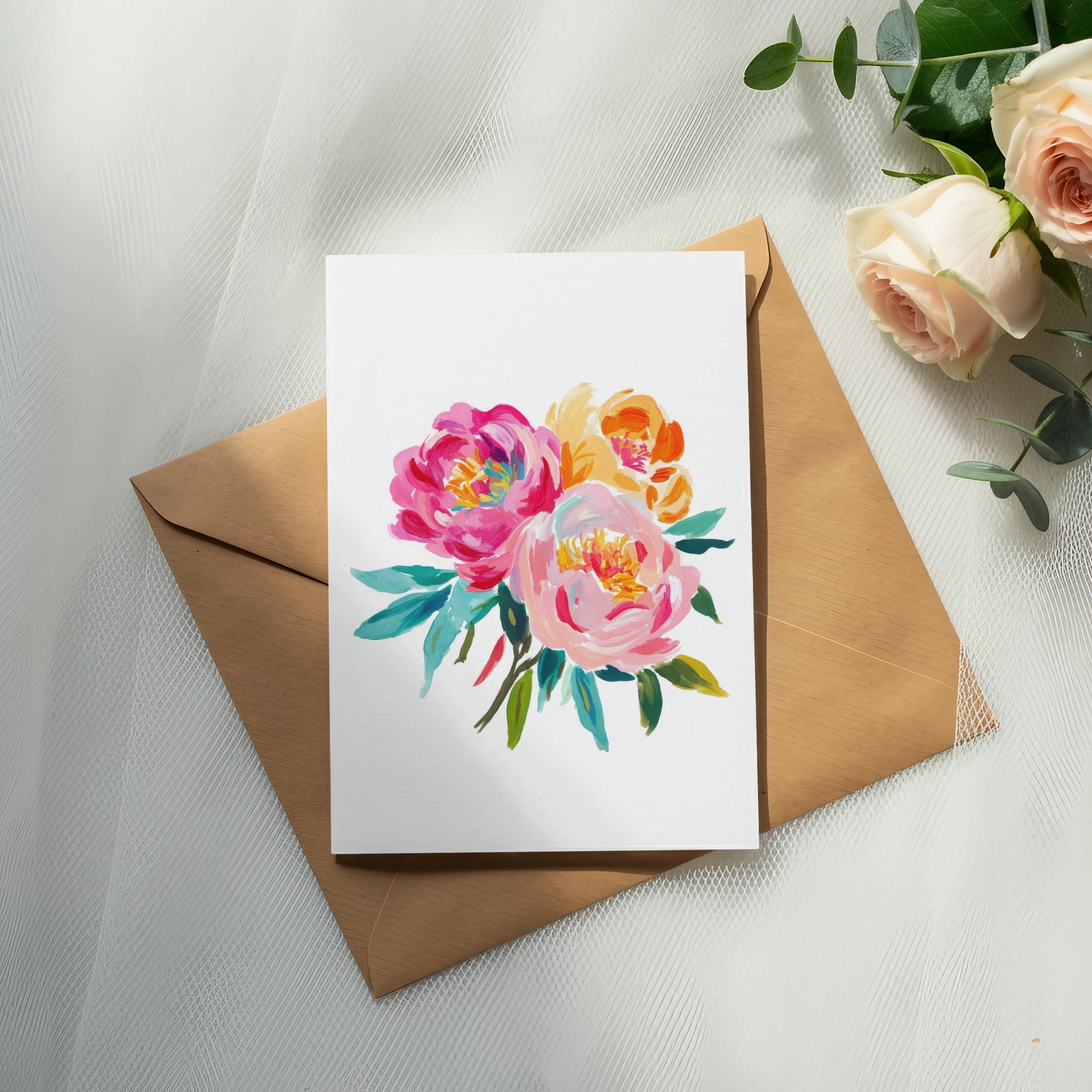 Painterly Peony SVG Preppy Peonies PNG Floral Clipart, Vibrant Watercolor Flower Art, Spring Summer Blooms, Craft Supply, Instant Download
