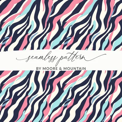 Pastel Blue and Blush Seamless Zebra Stripes Animal Print
