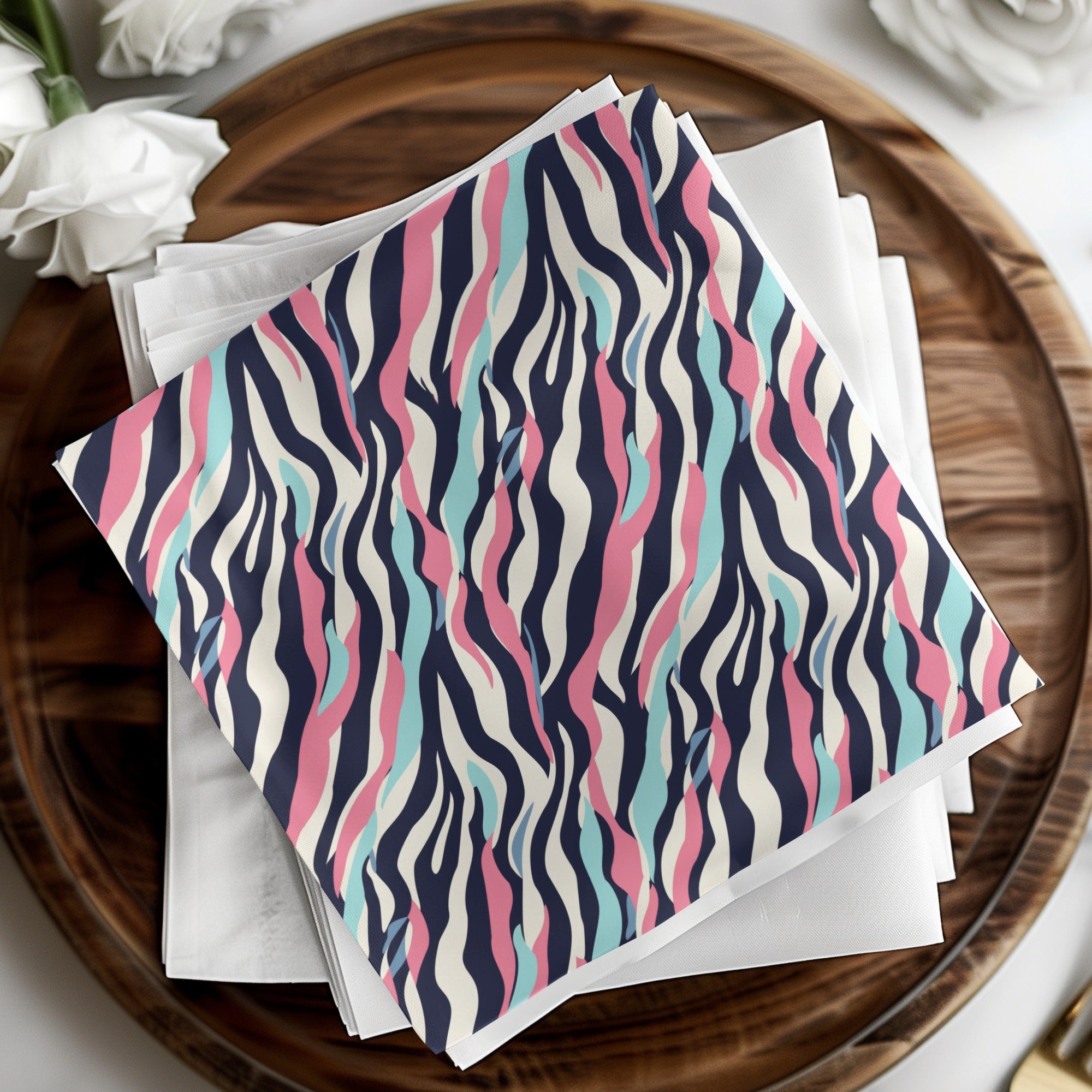Pastel Blue and Blush Seamless Zebra Stripes Animal Print