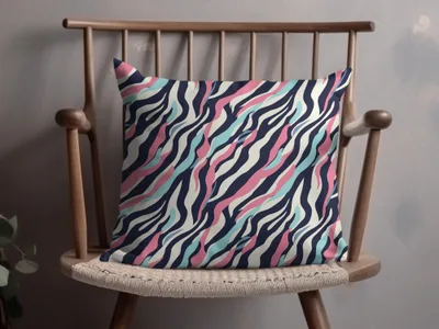 Pastel Blue and Blush Seamless Zebra Stripes Animal Print