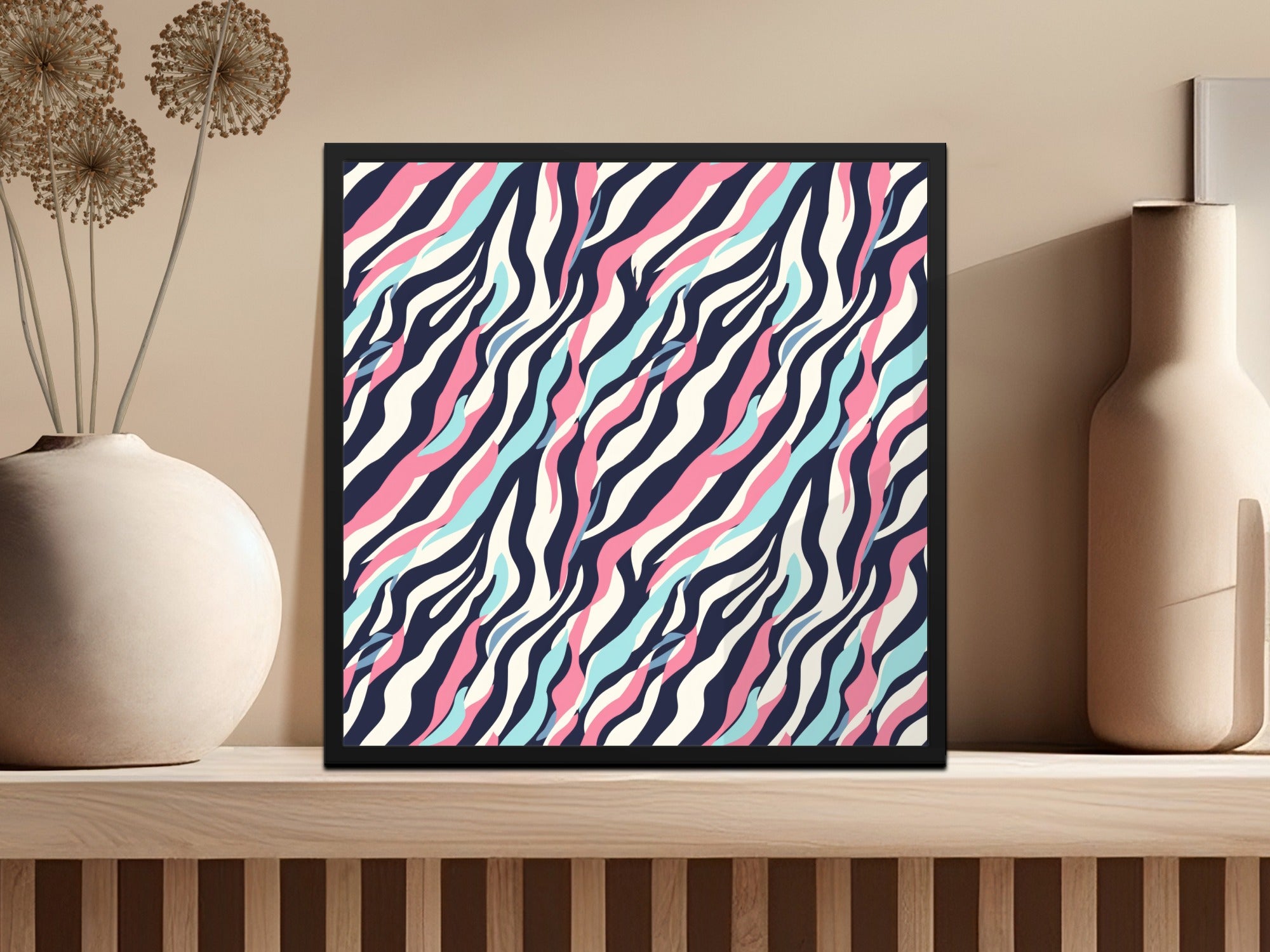 Pastel Blue and Blush Seamless Zebra Stripes Animal Print