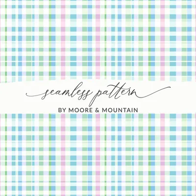 Pastel Blue Green Pink Spring Plaid Pattern Pastel Checkered