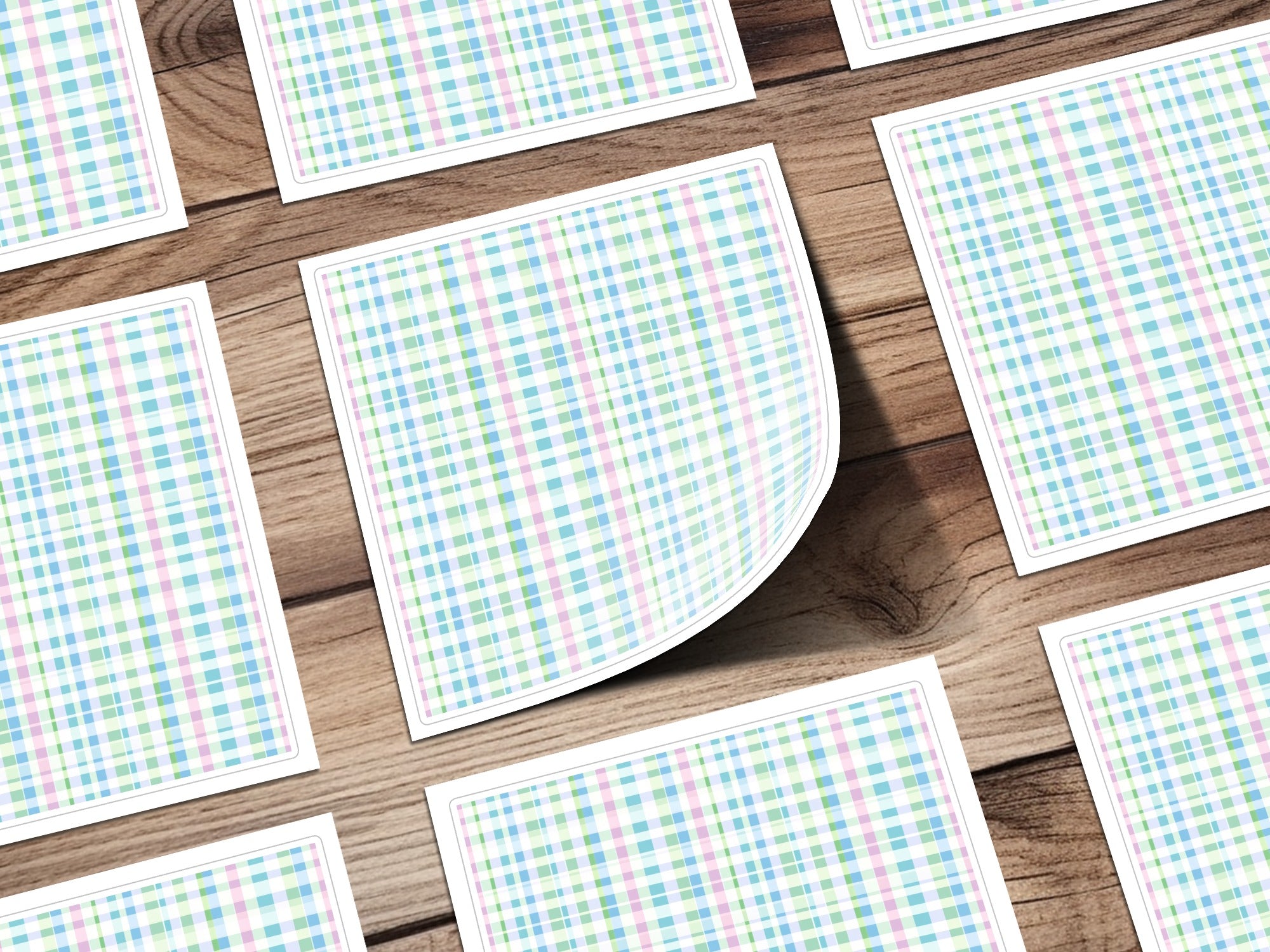 Pastel Blue Green Pink Spring Plaid Pattern Pastel Checkered