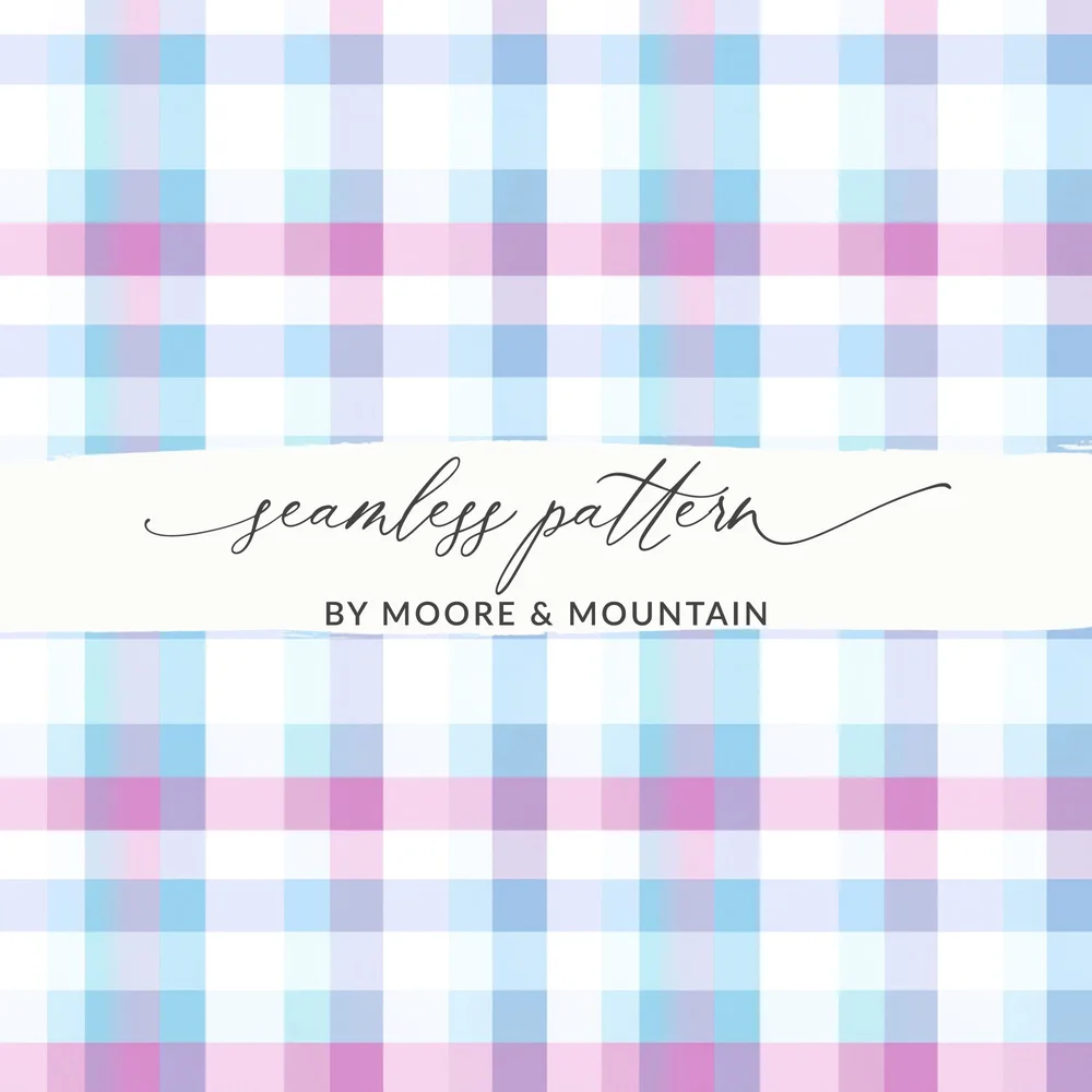 Pastel Blue Purple White Seamless Plaid Fabric Digital