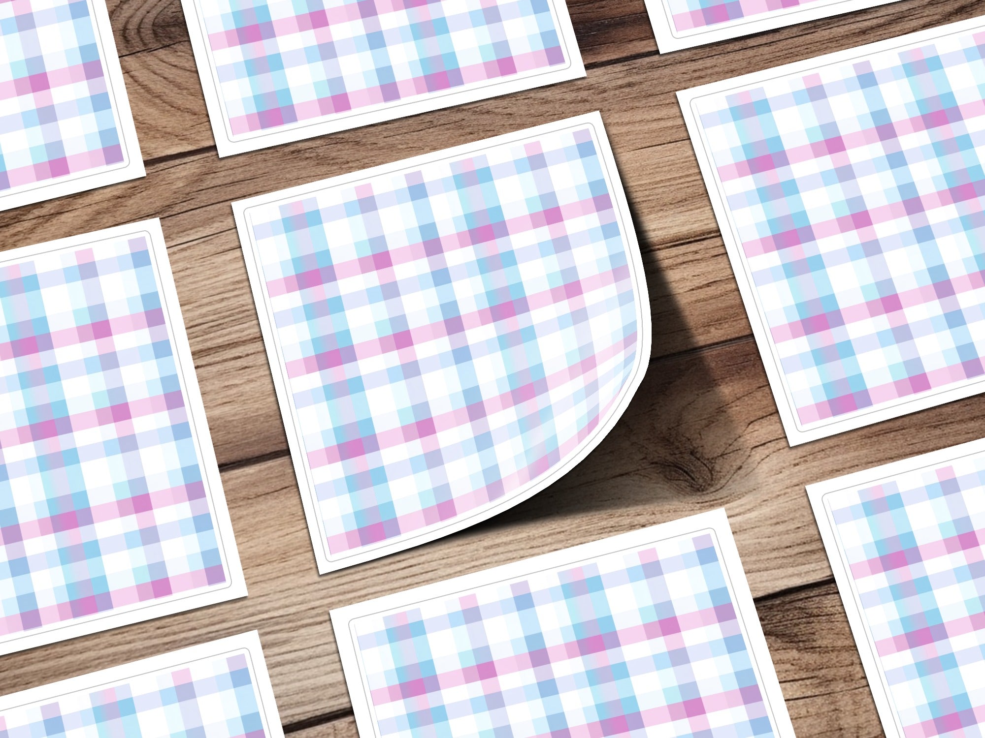 Pastel Blue Purple White Seamless Plaid Fabric Digital