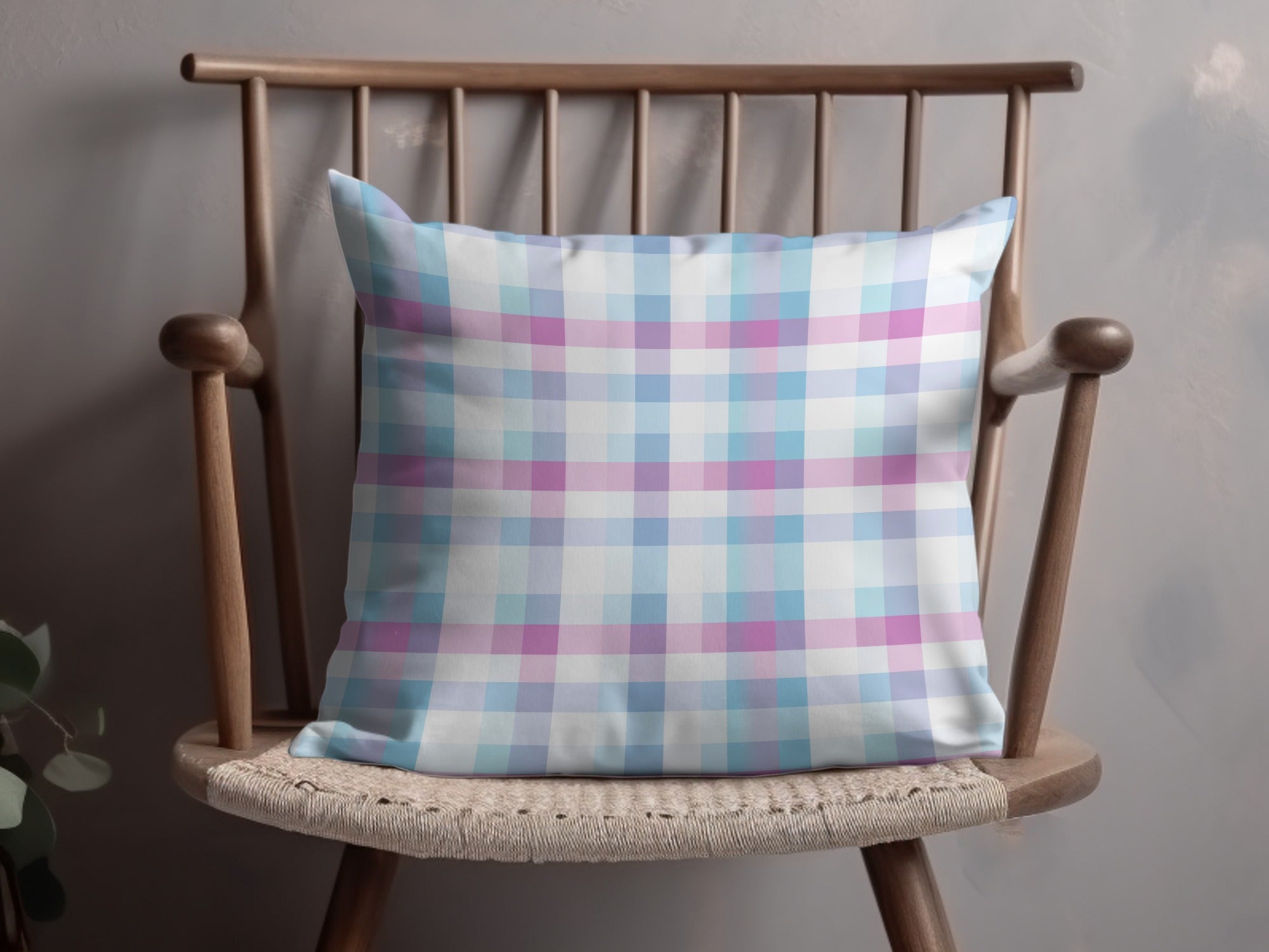 Pastel Blue Purple White Seamless Plaid Fabric Digital