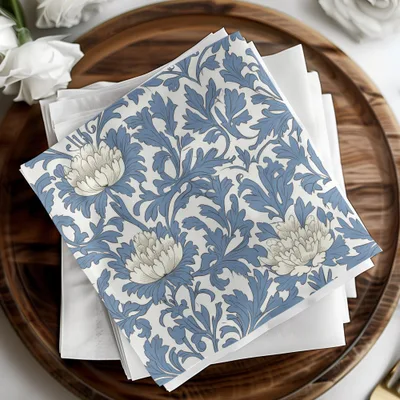 Pastel Blue William Morris Vines Background White Blue Digital