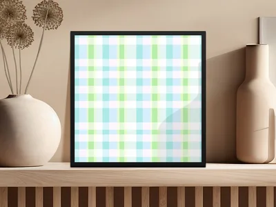 Pastel Checkered Green Blue Plaid Pattern Background Digital
