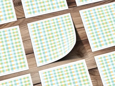 Pastel Checkered Pattern with Green Blue Yellow Digital