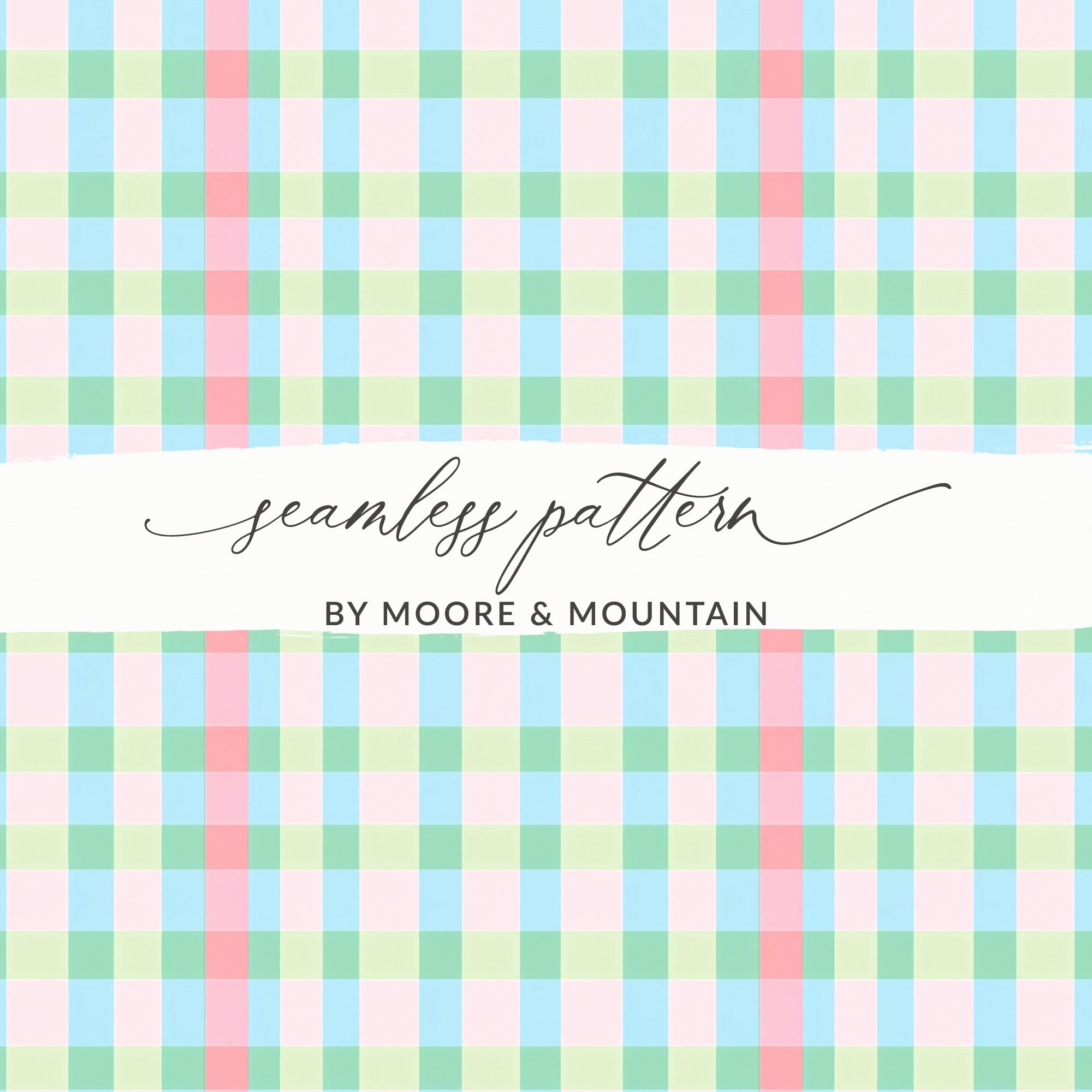 Pastel Checkered with Pink Green Blue Digital