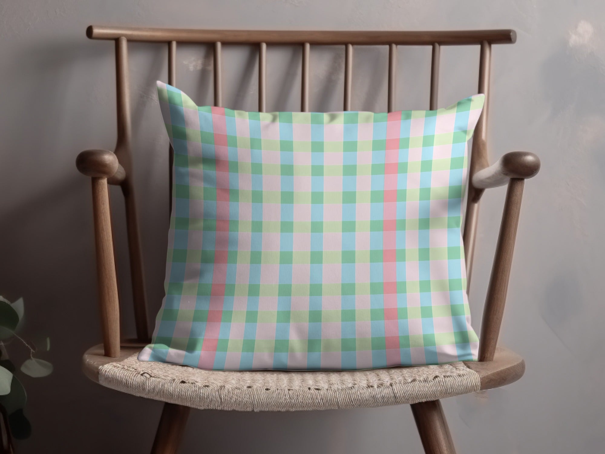Pastel Checkered with Pink Green Blue Digital