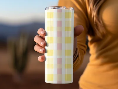 Pastel Checkered Yellow Pink White Colors Digital
