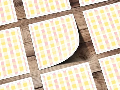 Pastel Checkered Yellow Pink White Colors Digital