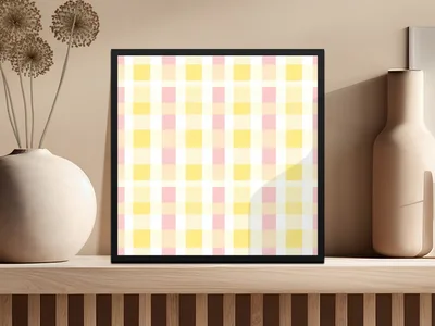 Pastel Checkered Yellow Pink White Colors Digital