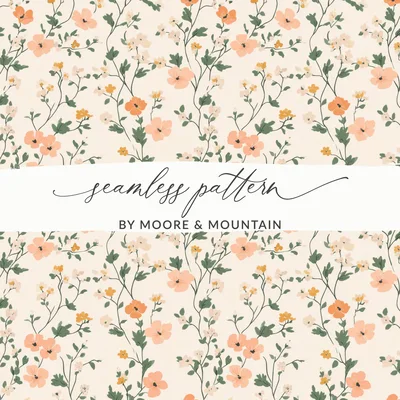 Pastel Ditsy Flower Background Floral Print Spring Design Digital