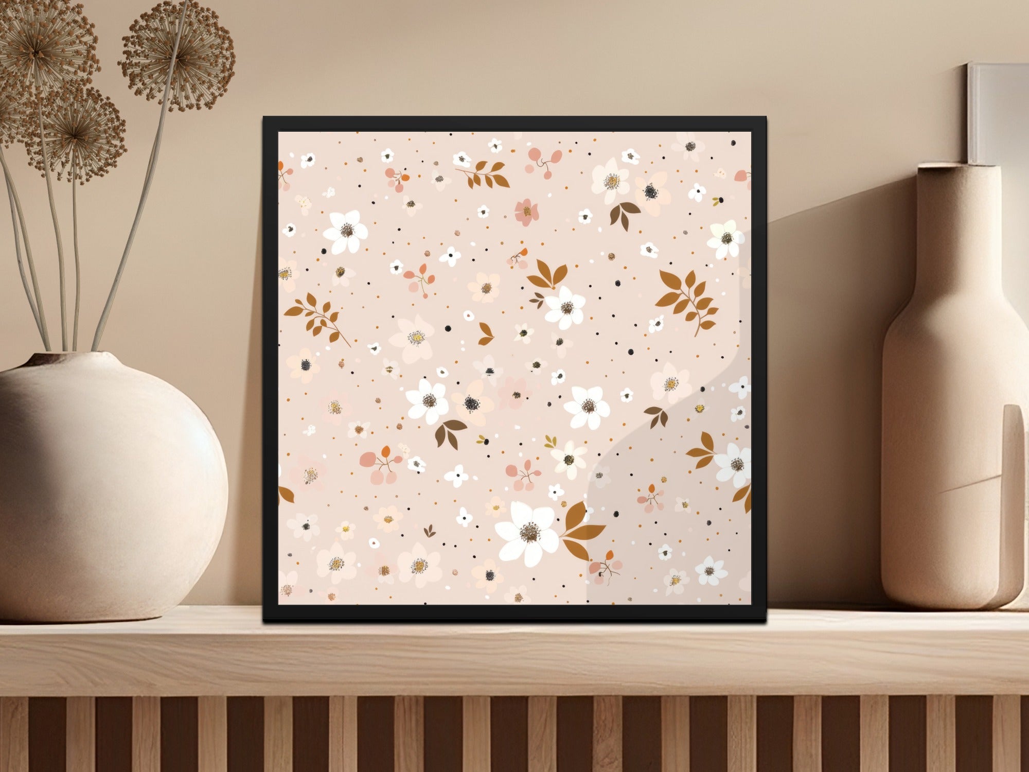 Pastel Dusty Pink Modern Wildflower Seamless Pattern Digital